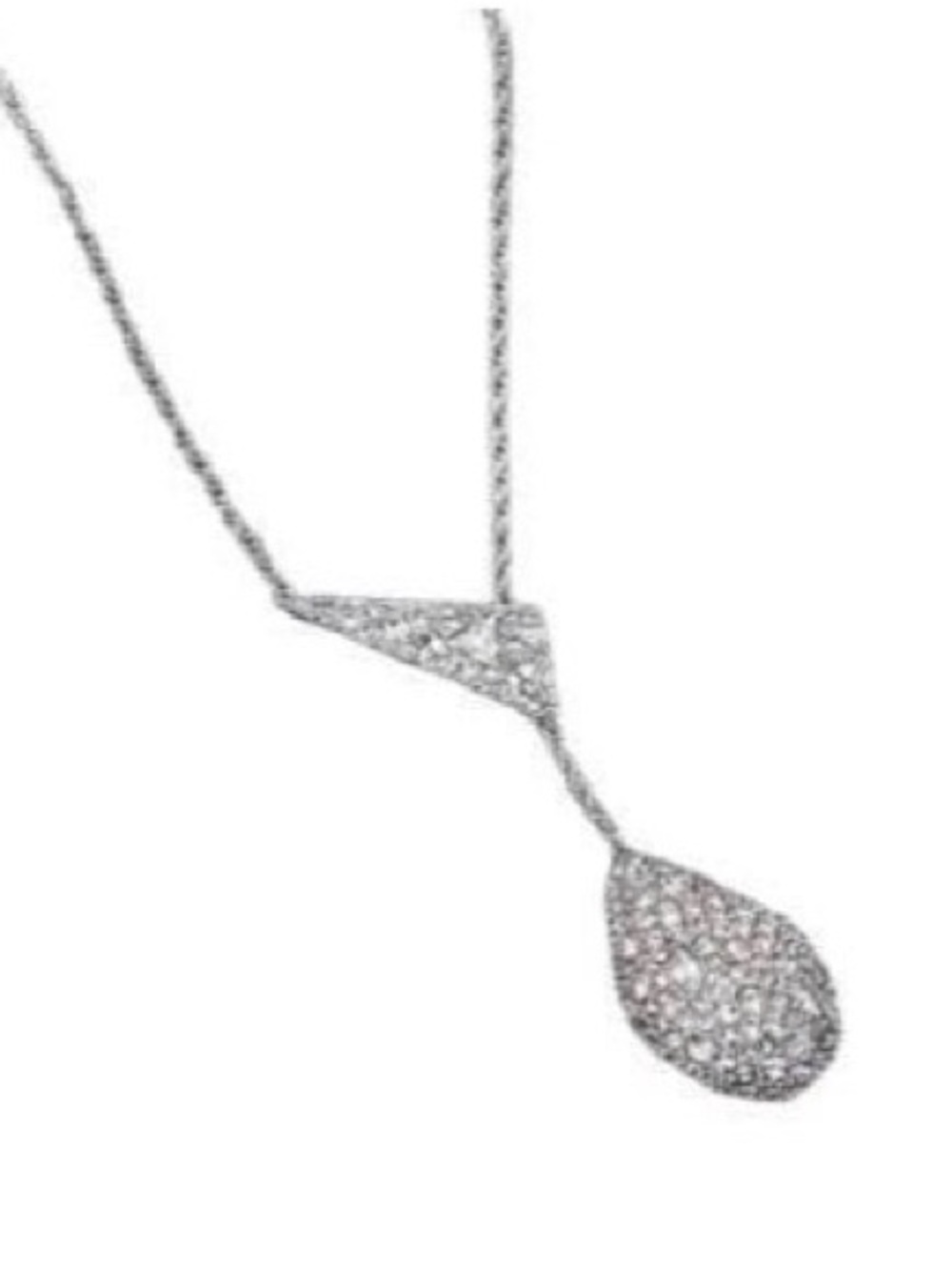 NEW Alexis Bittar Y Drop Lariat Necklace Silver Pavé Clear Crystal Origami AU01